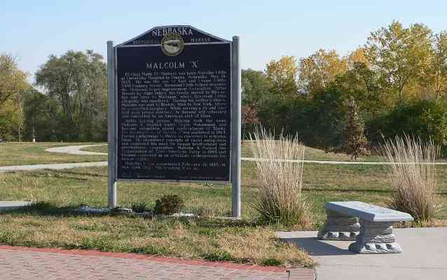 Nebraska historical marker at the Malcolm X birthsite